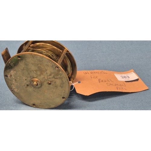 383 - Large Brass Un-Named Salmon Reel.