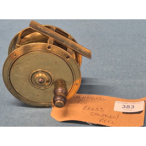 383 - Large Brass Un-Named Salmon Reel.