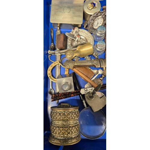 Tray of Collectables; Silver Plated Wares, Middle Eastern Dagger, Brass ...