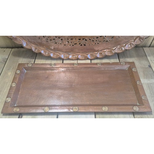 372 - Two Arts And Crafts Copper Trays; Barison & Co. Larger Tray & Newlyn Copper Arts And Crafts Tray.