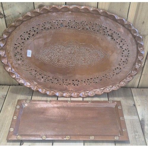372 - Two Arts And Crafts Copper Trays; Barison & Co. Larger Tray & Newlyn Copper Arts And Crafts Tray.