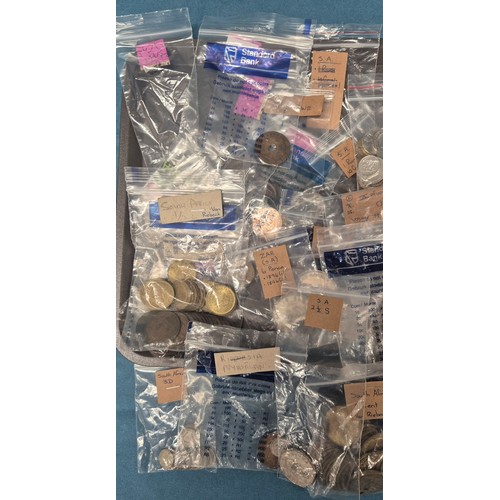 123 - Tray Of World Coins. Includes two African Medallions. Mostly African currency.