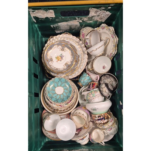 118 - Two Crates Of Collectables; Dresden Tea Wares, 18th Century Worcester Flight Plate, Royal Copenhagen... 