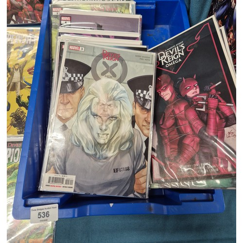 536 - Collection of Marvel comics; Moon night, Spiderman, Devil Reign & Daredevil comics