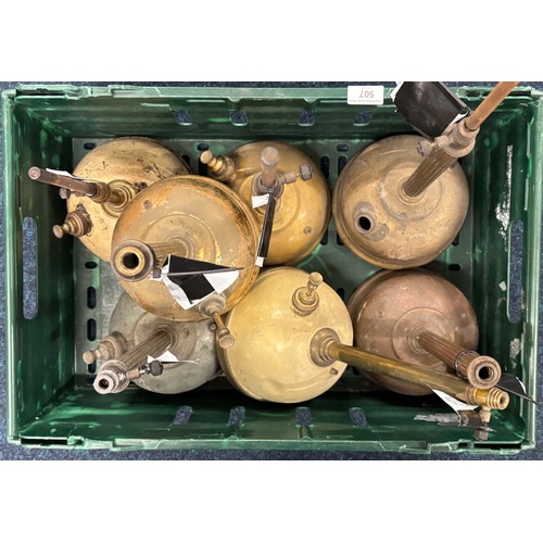 507 - Crate of antique Tilley table lamps.