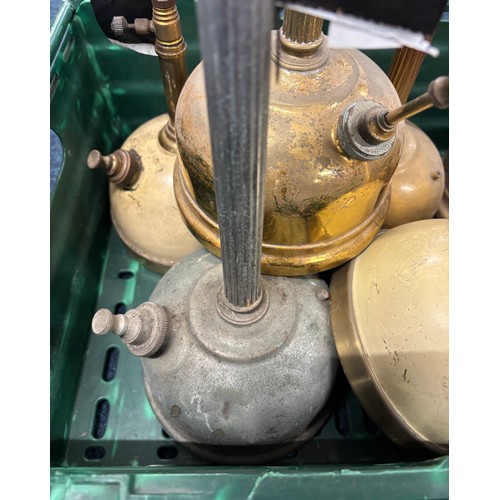 507 - Crate of antique Tilley table lamps.