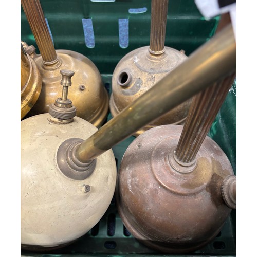 507 - Crate of antique Tilley table lamps.