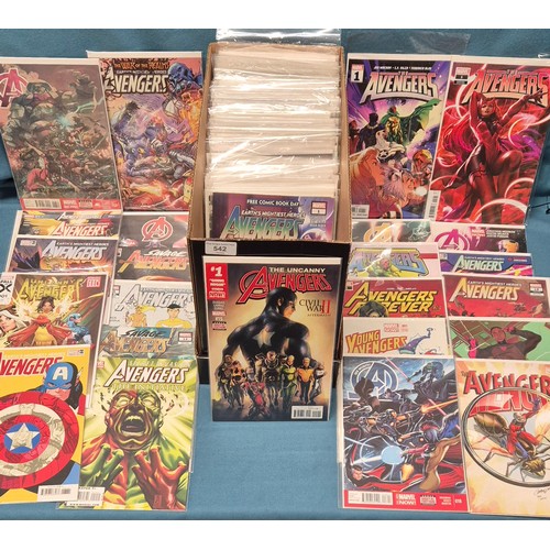 542 - Crate of Marvel Comics; The Avengers, Avengers Forever, Antman, Variants no1 issues & many more.