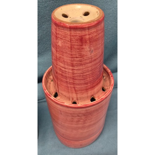 150 - Three Mid Century Italian Ceramic ceiling shades. Signed Musa Roma Italy 165. Blue, pink and green c... 