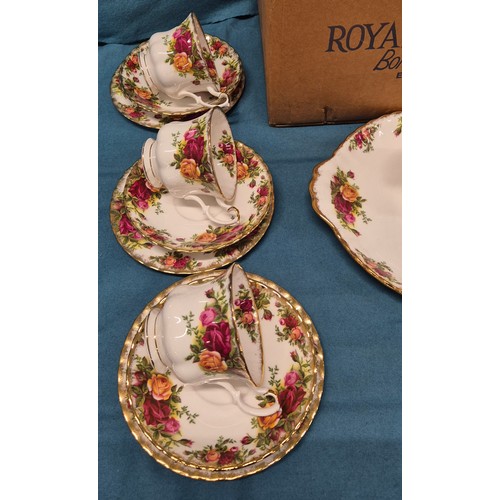 153 - Boxed 21 Piece Royal Albert Old Country Roses Tea Set.