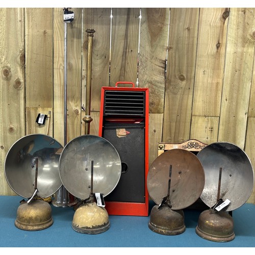 510 - Crate of vintage Titley heat lamps.