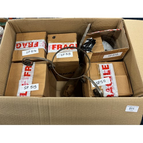 511 - Five Boxes of Old lamp funnels.