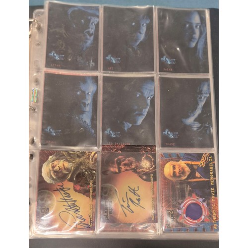 585 - Four various trading card binders; Planet of the Apes card collection with signed autograph cards, U... 
