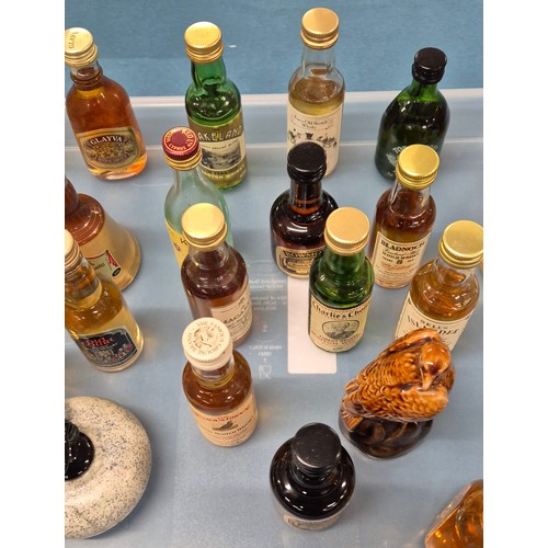 179 - Tray of Miniature Whiskies; Bells- Islander, Glayva, Tobermory, Grant's Bowmore, Charlie's Choice, T... 