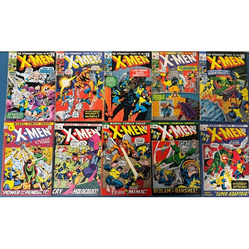 593 - Box Of Vintage Marvel X-Men Comics; 1963 The X-Men #1 comic to #48, 1968 #50 X-Men Comic Signed by c... 