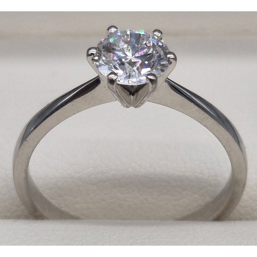 4 - 18ct white gold and Diamond Solitaire Ring. 1ct diamond. Ring size Q 1/2. 3.52grams.