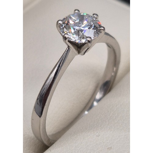 4 - 18ct white gold and Diamond Solitaire Ring. 1ct diamond. Ring size Q 1/2. 3.52grams.