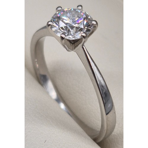 4 - 18ct white gold and Diamond Solitaire Ring. 1ct diamond. Ring size Q 1/2. 3.52grams.