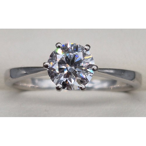 4 - 18ct white gold and Diamond Solitaire Ring. 1ct diamond. Ring size Q 1/2. 3.52grams.
