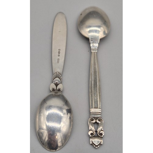 17 - Two Georg Jensen Sterling Silver Coffee Spoons.