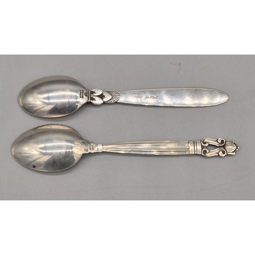 17 - Two Georg Jensen Sterling Silver Coffee Spoons.