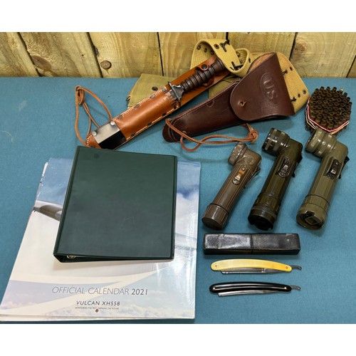 223 - A Collection of military collectables; British Army Falklands era round belt, 19th century Morroco l... 