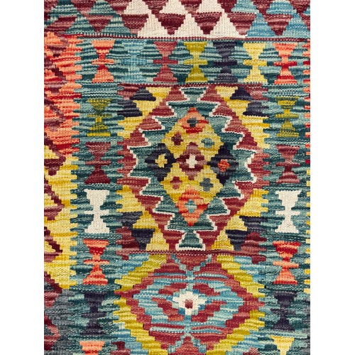 257 - Hand Knotted Chobi kilim Runner Rug. 207x62cm