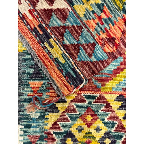 257 - Hand Knotted Chobi kilim Runner Rug. 207x62cm