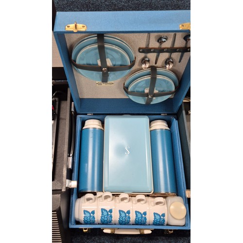 260 - Three vintage items; Boxed Sirram picnic set, Garrard for Bush record player and Ultra record player... 