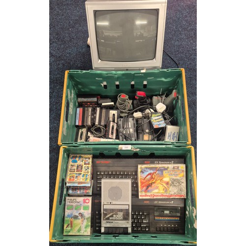 280 - Two Vintage Sinclair 128K ZX Spectrum with games and Tevion TV.