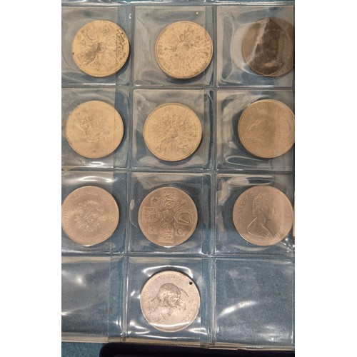 67 - Case containing Two Shillings, One Florins, Crowns, half crowns and others.