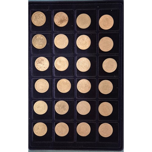 67 - Case containing Two Shillings, One Florins, Crowns, half crowns and others.