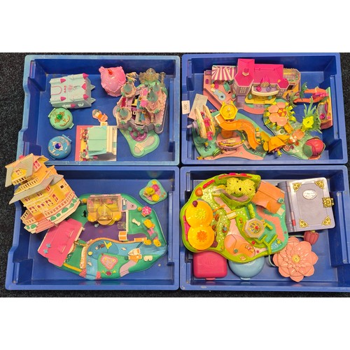 303 - Four trays of Polly pocket play sets and figures.