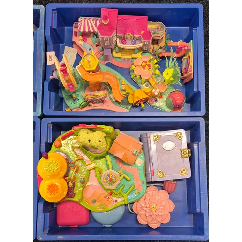 303 - Four trays of Polly pocket play sets and figures.