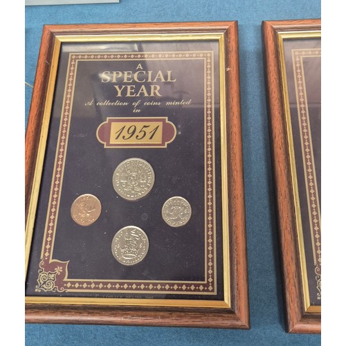 306 - Crate of coin protectors and coins; Teak multi drawer coin chest with key. Various coin protector st... 