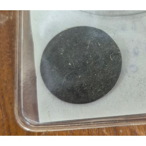 306 - Crate of coin protectors and coins; Teak multi drawer coin chest with key. Various coin protector st... 