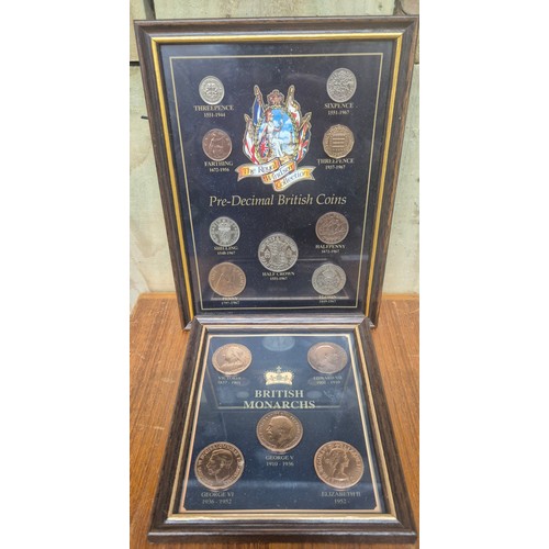 306 - Crate of coin protectors and coins; Teak multi drawer coin chest with key. Various coin protector st... 