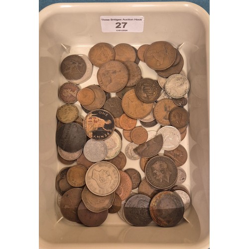 27 - A Collection of mixed U.K. Coins: miniature 1902 George VII Coin showing George and dragon to back. ... 