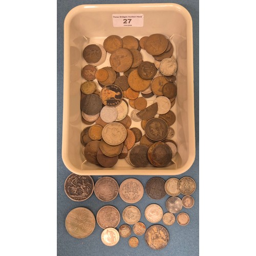 27 - A Collection of mixed U.K. Coins: miniature 1902 George VII Coin showing George and dragon to back. ... 