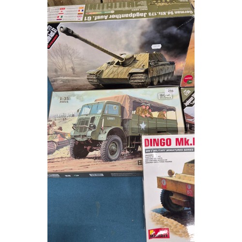 256 - A Lot of Five Military Model Kits; Miniart Dingo British Scout crew car, Academy Jagdpanzer Hetzer t... 