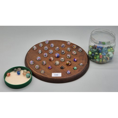 340 - 19th century German Twist Cane Marble Solitaire Game. Comes with a selection of other German twist c... 