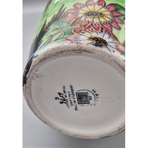 98 - Maling vase pink flower design vase, No. 6176. 22cm high.