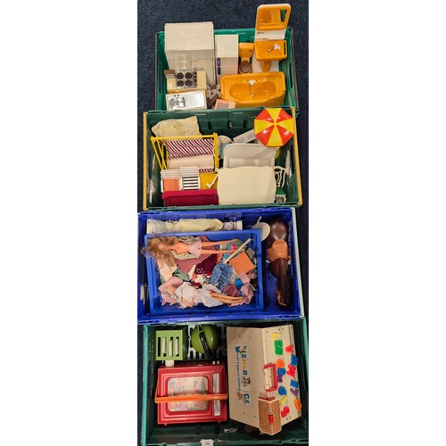 398 - Four crates of Vintage toys and Sindy Doll Furniture and accessories. Mostly Sindy doll items. Inclu... 