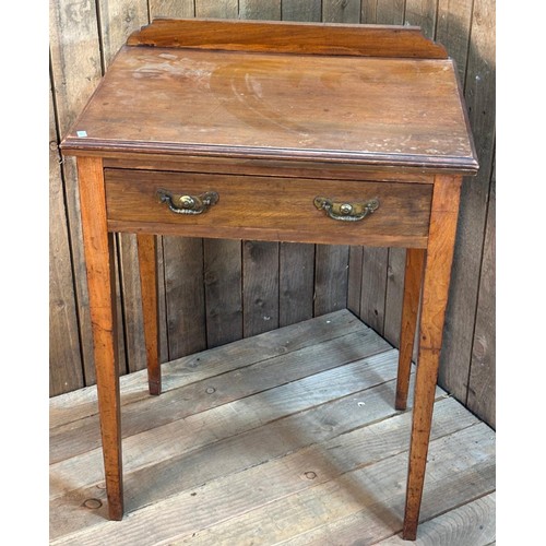 418 - 19th century Mahogany wash stand. Single drawer and raised on square tapered legs.