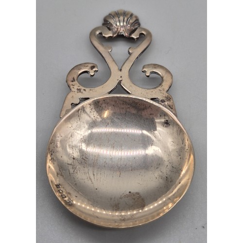 79 - A Selection of silver items; Three silver and mother of pearl fruit knives. Edinburgh silver tea cad... 