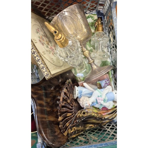 389 - A Crate of collectables; Royal Doulton Figures, Regency cup and saucer depicting mother and child. C... 