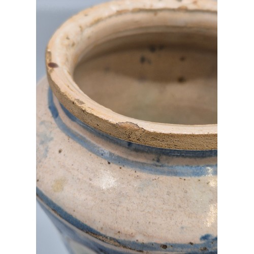 438 - A Sicilian Maiolica Albarello. 17th/ 18th century. 24cm high.