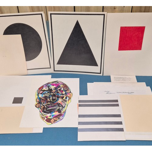 452 - Allan Arthur Wilson
Two folio's containing a collection of mixed media artworks and abstract head ar... 