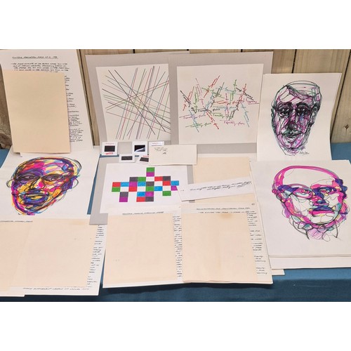 452 - Allan Arthur Wilson
Two folio's containing a collection of mixed media artworks and abstract head ar... 