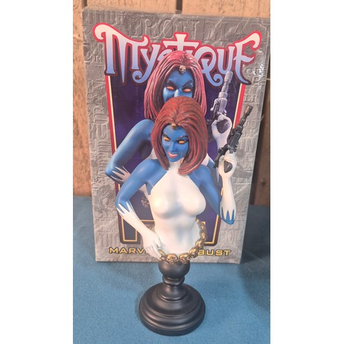 612 - Two Bowen Designs Marvel Mini Busts; The Beast (Chip to left arm), Mystique both with boxes.